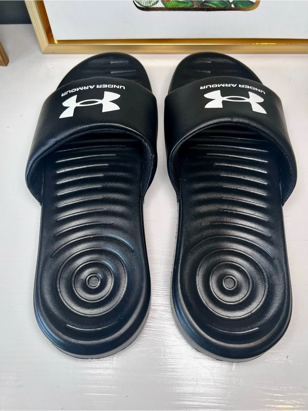 Under Armour Men’s  UA Ansa Fixed Slide Black White Size 9
